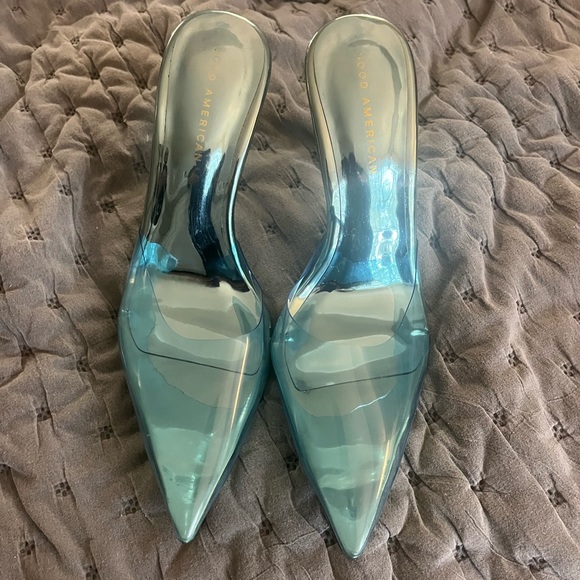 Good American Shoes - Like New Good American Womens Blue Princess Glass Slipper Stiletto Point… Sz 8